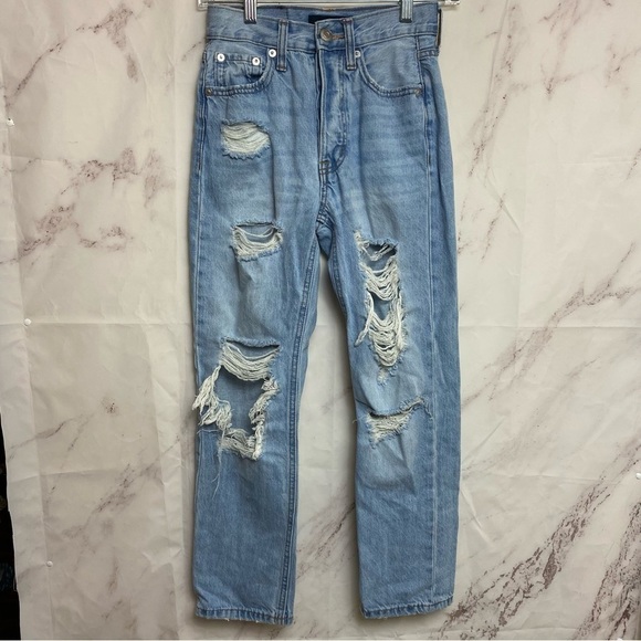 Aeropostale 90s Super High Rise Straight Leg Distressed Jeans - J32 - Picture 1 of 8